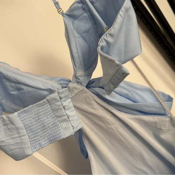 Zimmermann Bow Detail Mini Dress Blue Cutout Chic - Picture 10 of 11